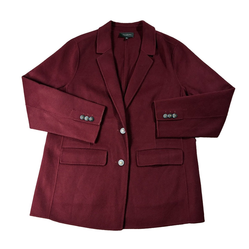 Talbots Wool Single Breasted Blazer Burgundy Women's 16 Quiet Luxury Ivy League